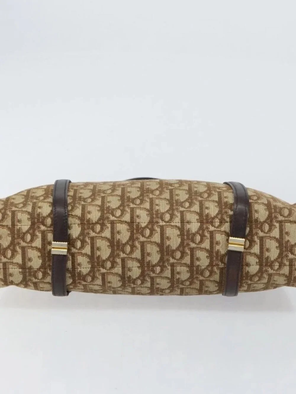 Christian Dior Trotter Canvas Hand Bag Beige Gold Auth 157140 - Picture 6 of 16
